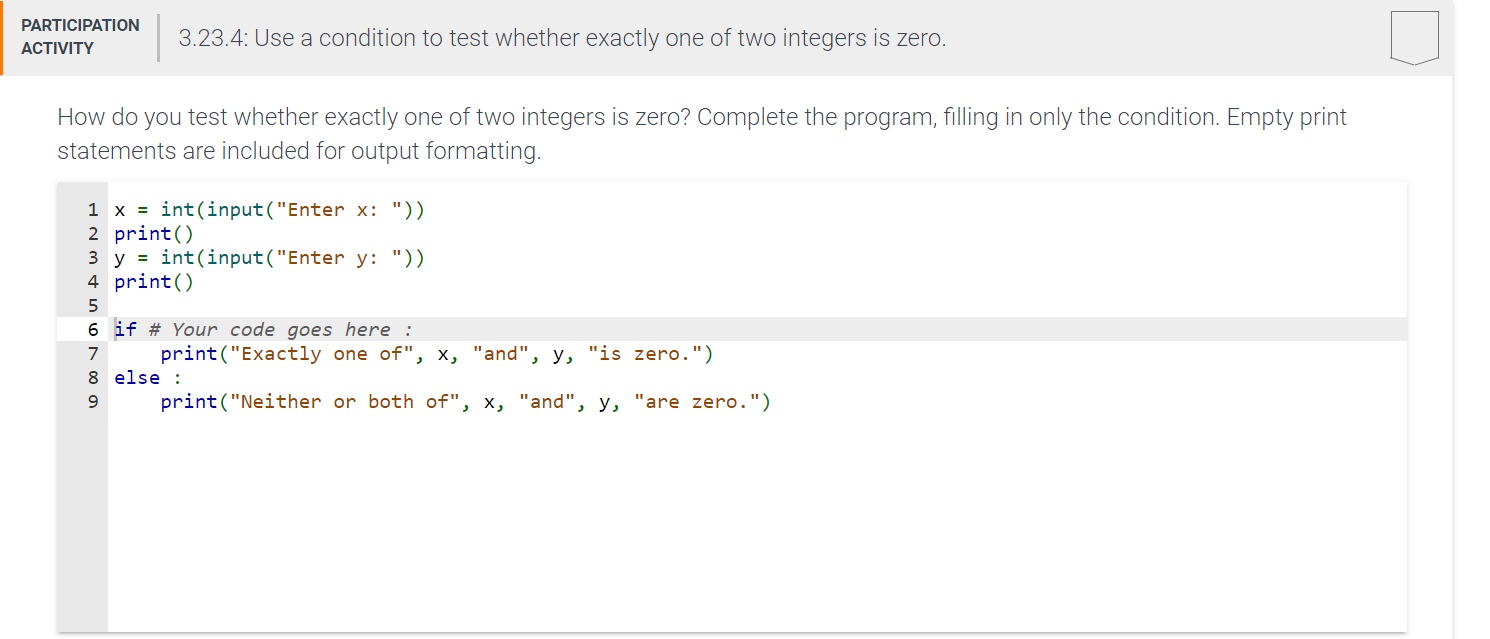 Solved How do you test whether exactly one of two integers | Chegg.com