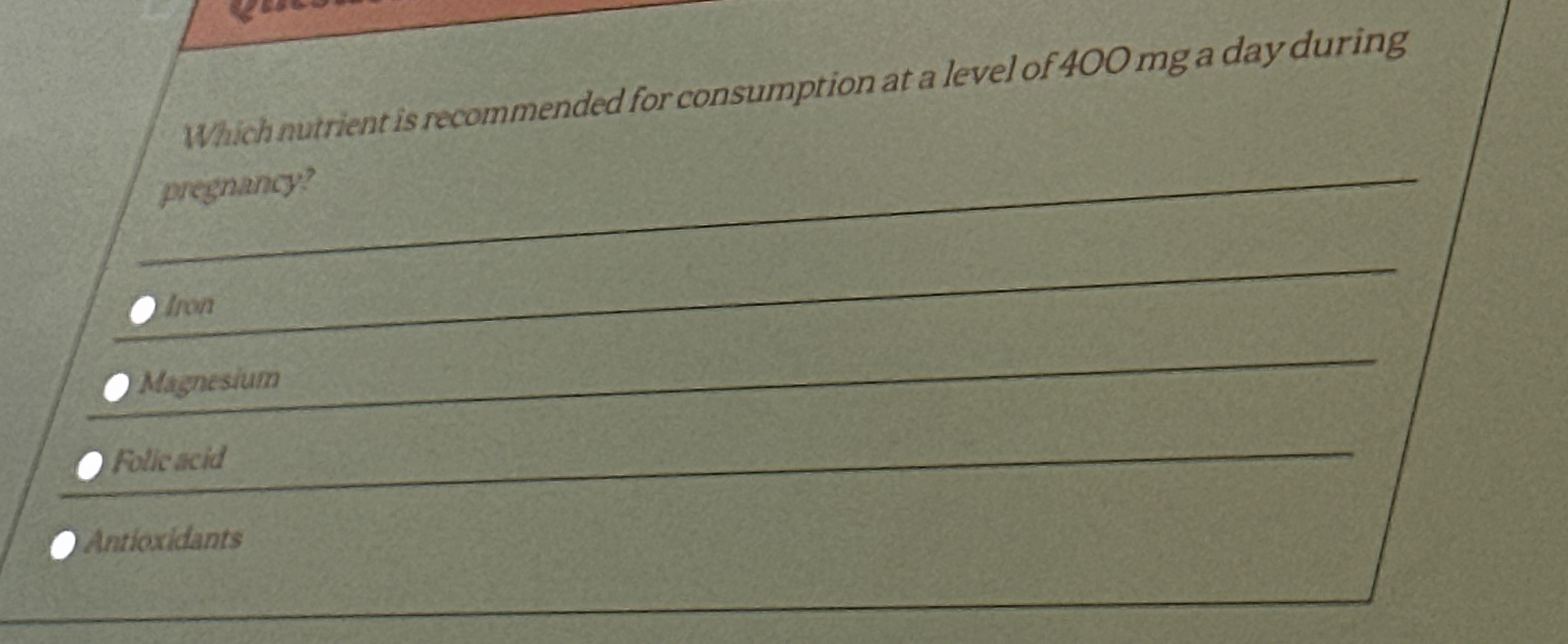 Solved Which nutrient is for consumption at a