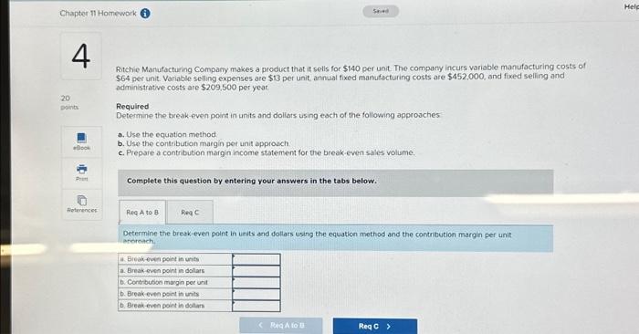 Solved Chapter 11 Homework 4 20 points eBook Print | Chegg.com