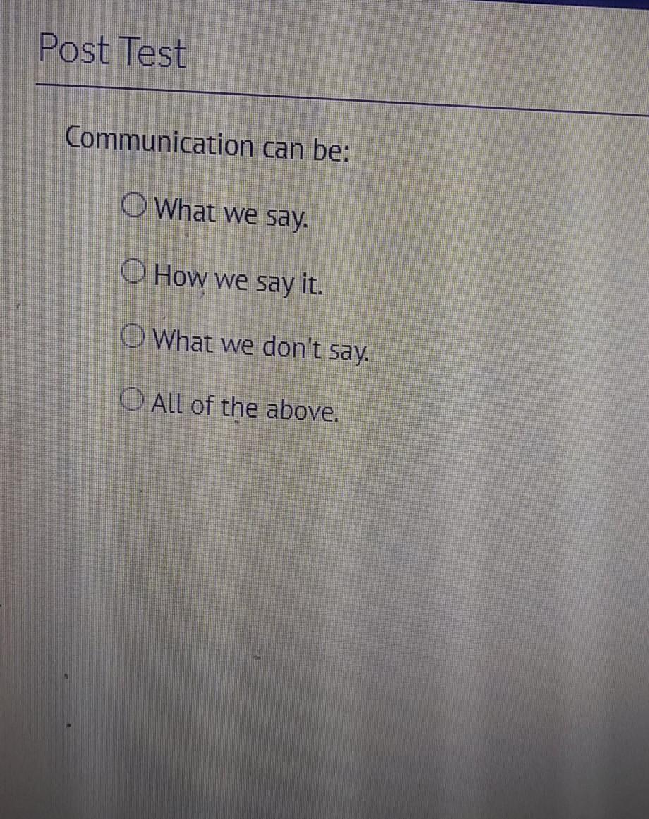 Solved Post Test Communication can be: O What we say. O How