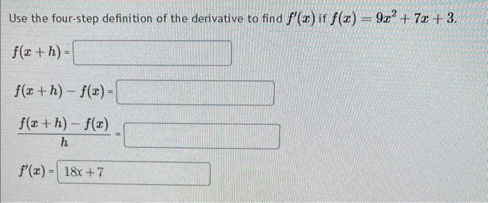 Solved Use the four-step definition of the derivative to | Chegg.com