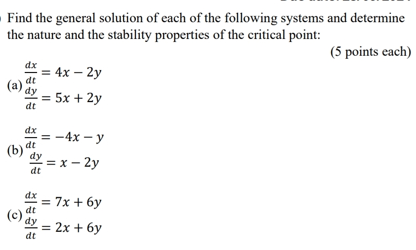 Solved Find the general solution of each of the following | Chegg.com