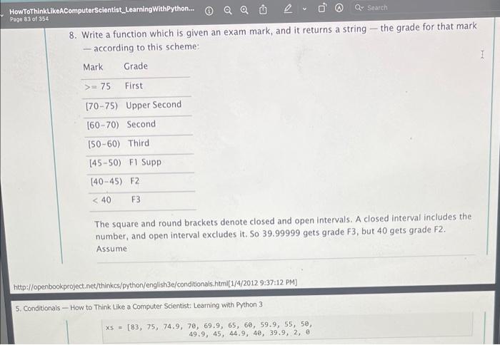Solved 8. Write a function which is given an exam mark, and | Chegg.com