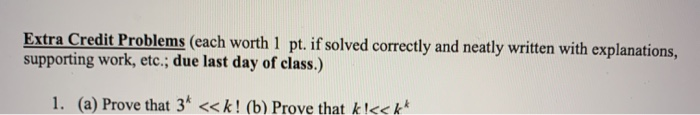 Solved Extra Credit Problems (each worth 1 pt. if solved | Chegg.com
