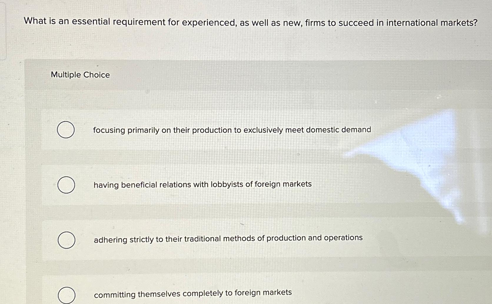 Solved What is an essential requirement for experienced, as | Chegg.com