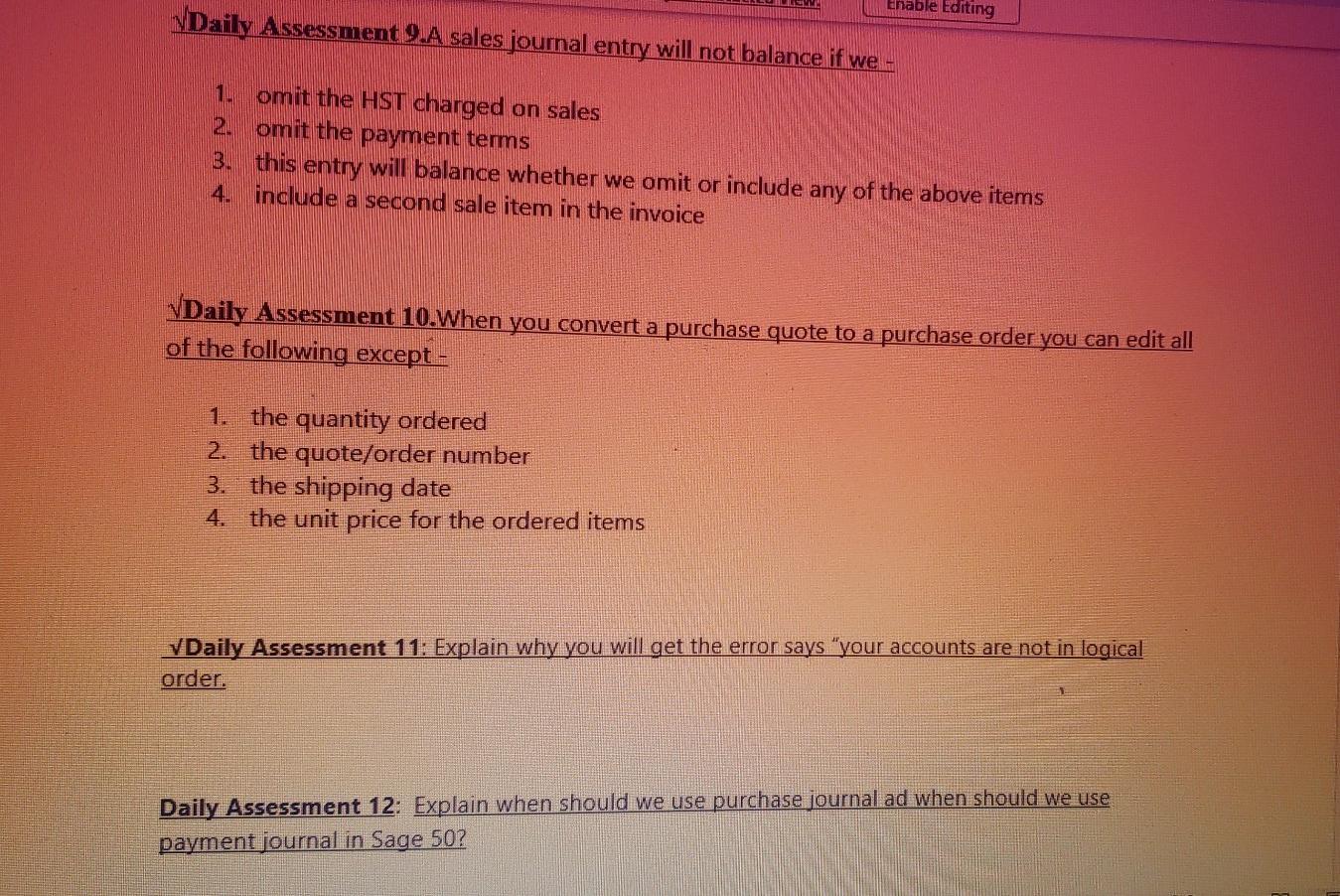 Solved Enable Editing Daily Assessment 9.A sales journal | Chegg.com