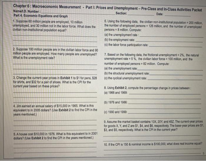 Solved Part 4. Economic Equations and Graph 6. Using the | Chegg.com