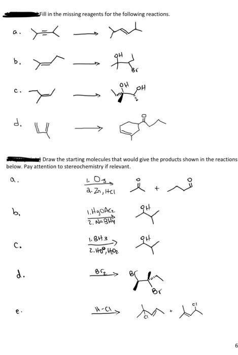 Solved Fill In The Missing Reagents For The Following | Chegg.com