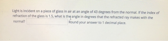 Solved Light is incident on a piece of glass in air at an | Chegg.com
