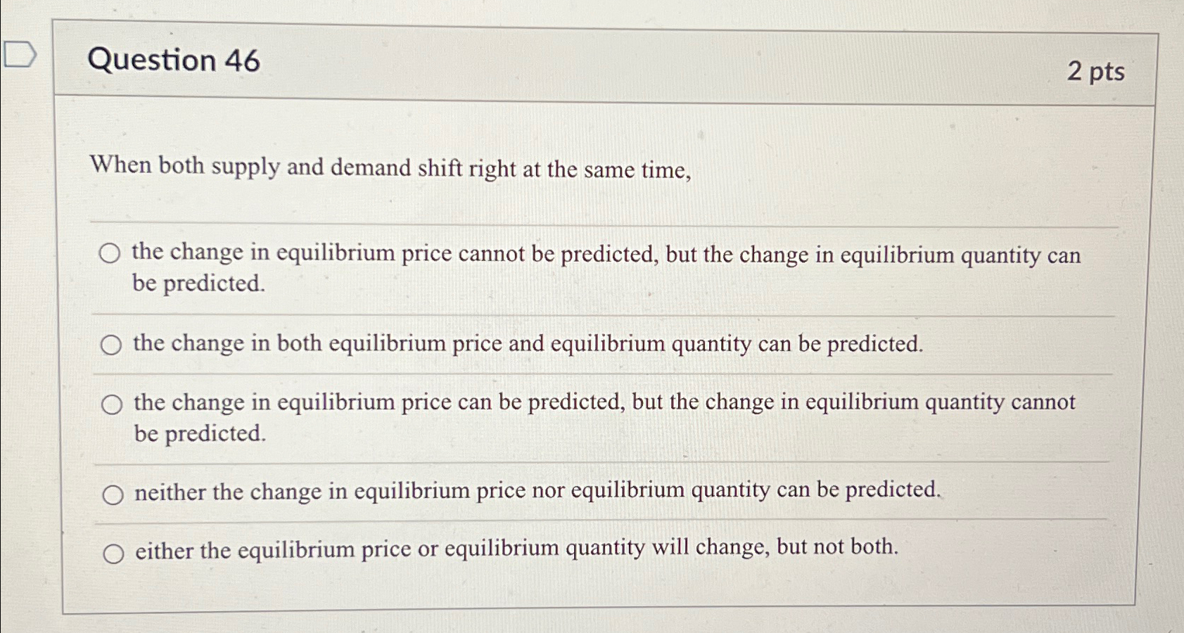 Solved Question 462ptsWhen Both Supply And Demand Shift | Chegg.com