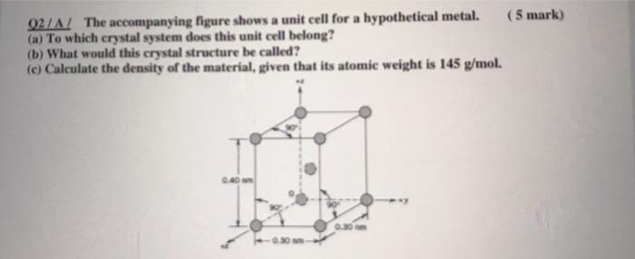 Solved 02/A/ The accompanying figure shows a unit cell for a | Chegg.com
