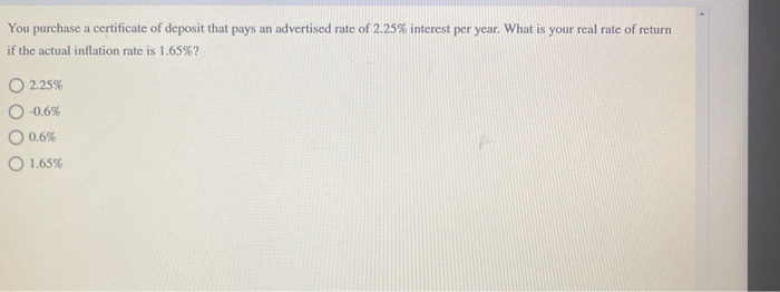 Solved Inflation is a O decrease in the overall level of | Chegg.com