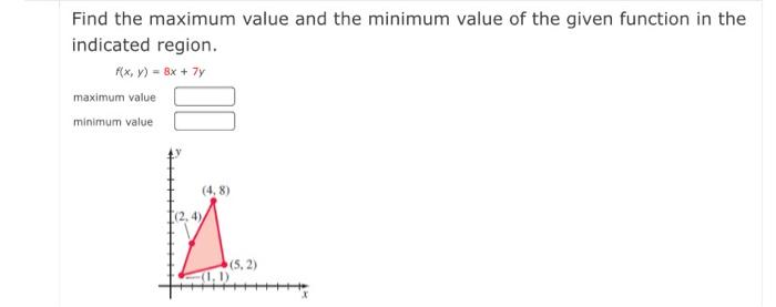 Solved Find the maximum value and the minimum value of the | Chegg.com