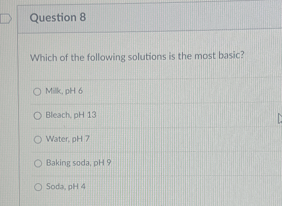 Solved Question 8Which of the following solutions is the | Chegg.com