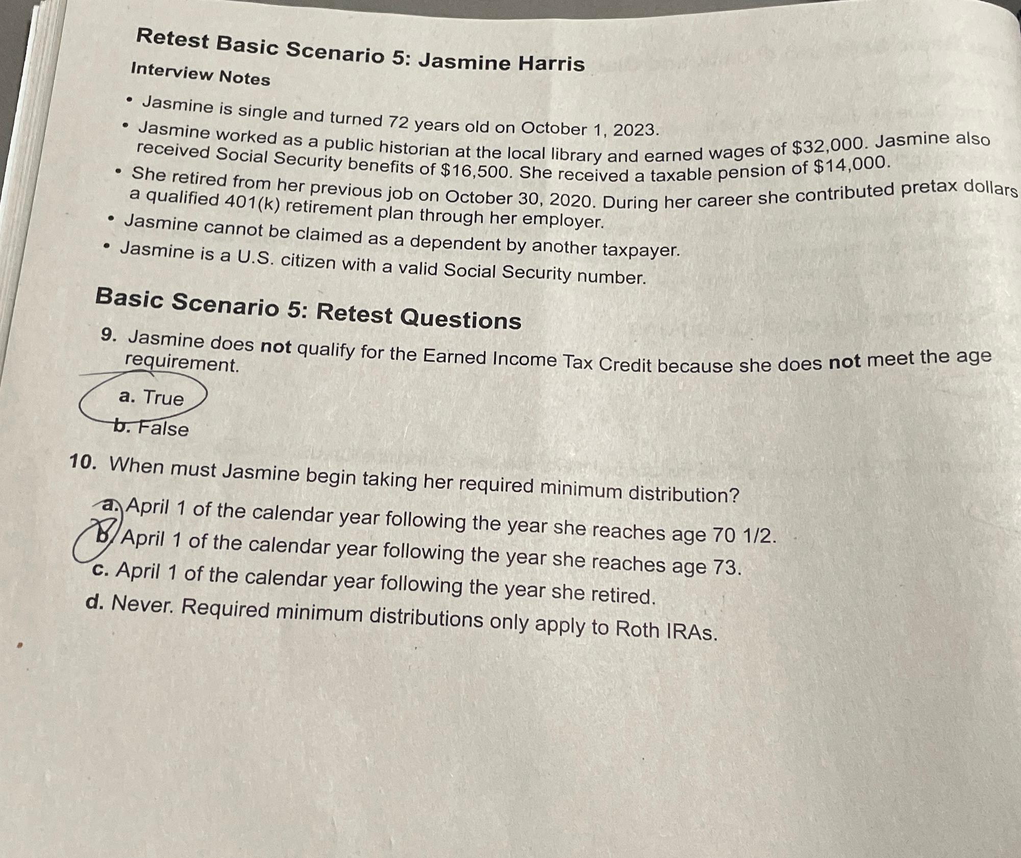 Solved Retest Basic Scenario 5 Jasmine Harrisinterview