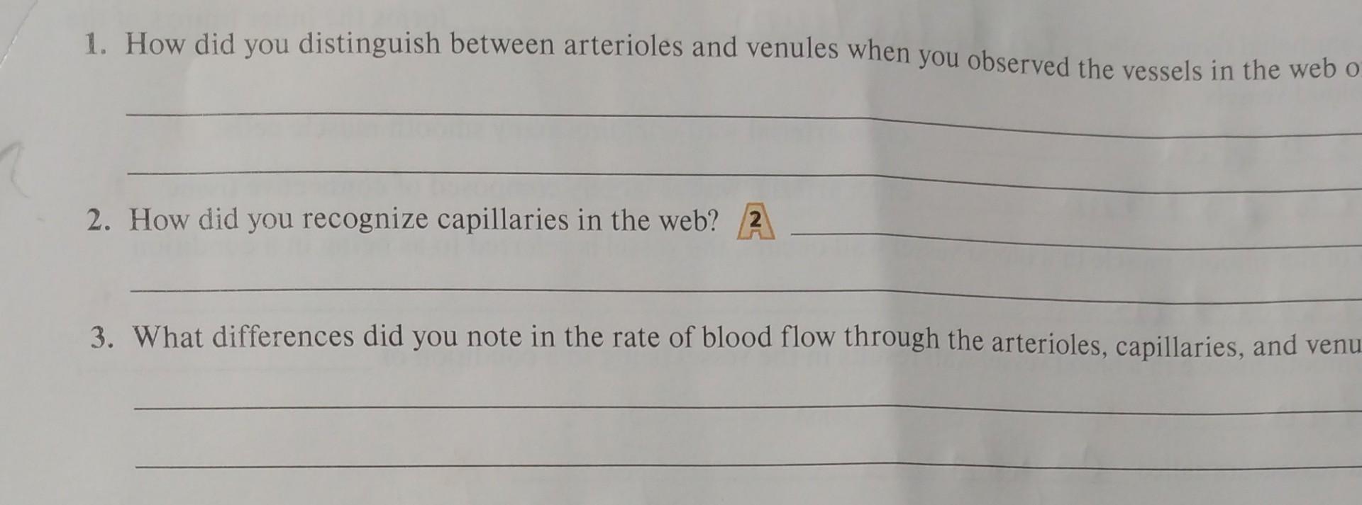 Solved 1. How did you distinguish between arterioles and Biology Diagrams