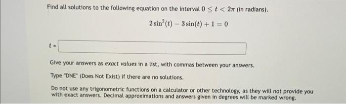 Solved Find All Solutions To The Following Equation On The | Chegg.com