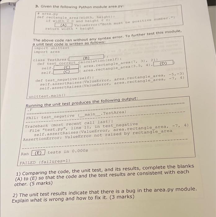 Solved ValueError("Both must be positive number." 3. Given | Chegg.com