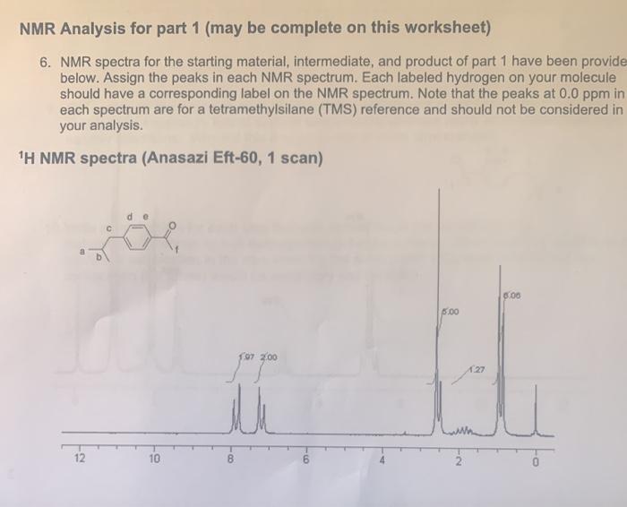 Solved NMR Analysis for part 1 (may be complete on this | Chegg.com
