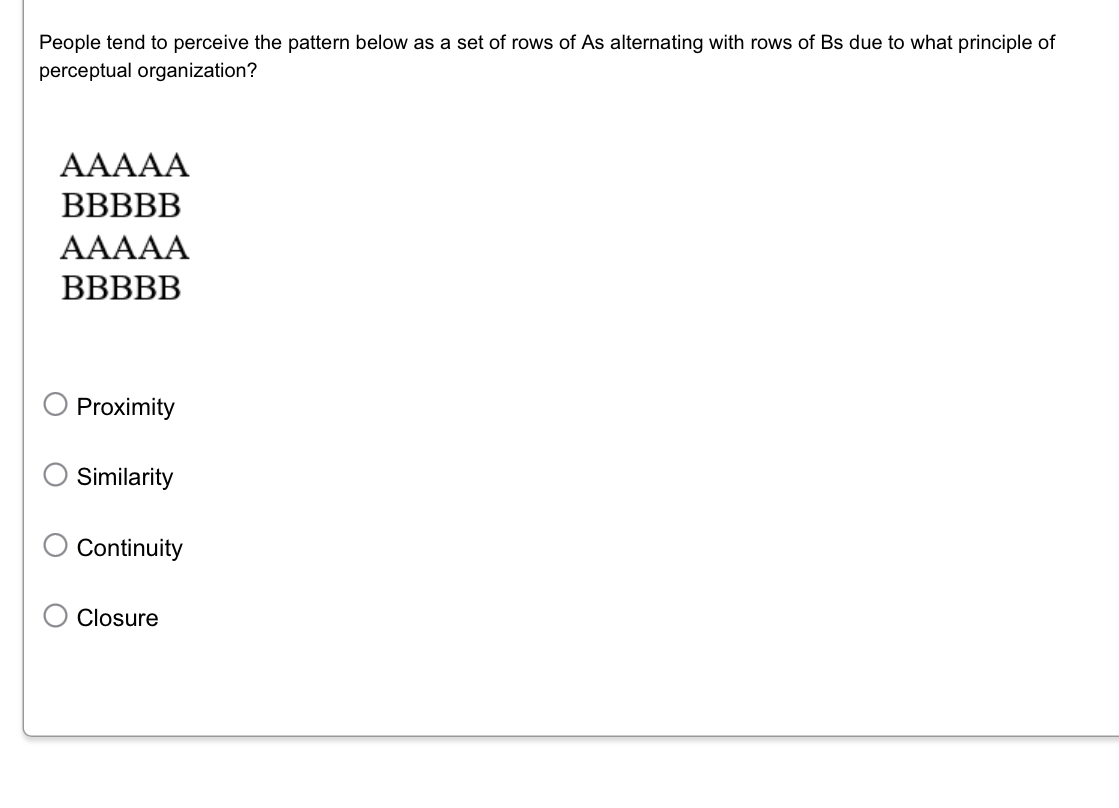 Solved People tend to perceive the pattern below as a set of | Chegg.com