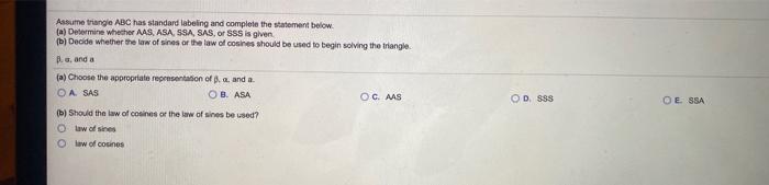 Solved Assume triangle ABC has standard labeling and | Chegg.com