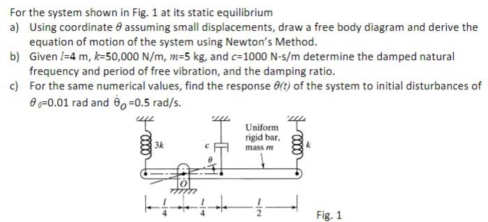 Solved For the system shown in Fig. 1 at its static | Chegg.com