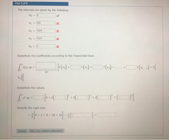 Solved Part 3 of 6 The intervals are given by the following | Chegg.com