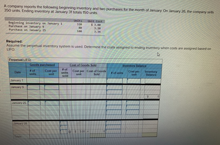 Solved A company reports the following beginning inventory | Chegg.com