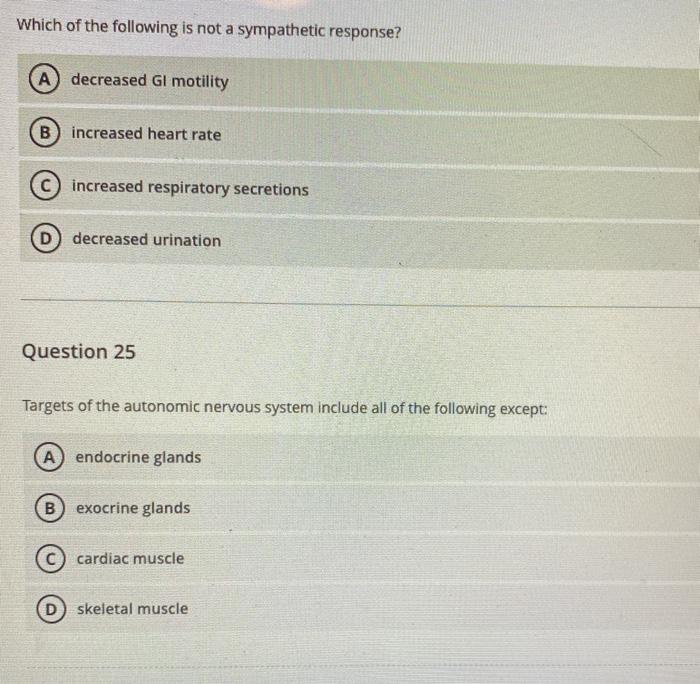 Solved Which of the following is not a sympathetic response? | Chegg.com