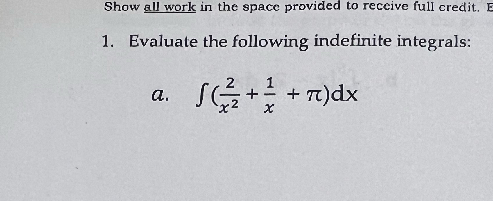 Solved Show all work in the space provided to receive full | Chegg.com