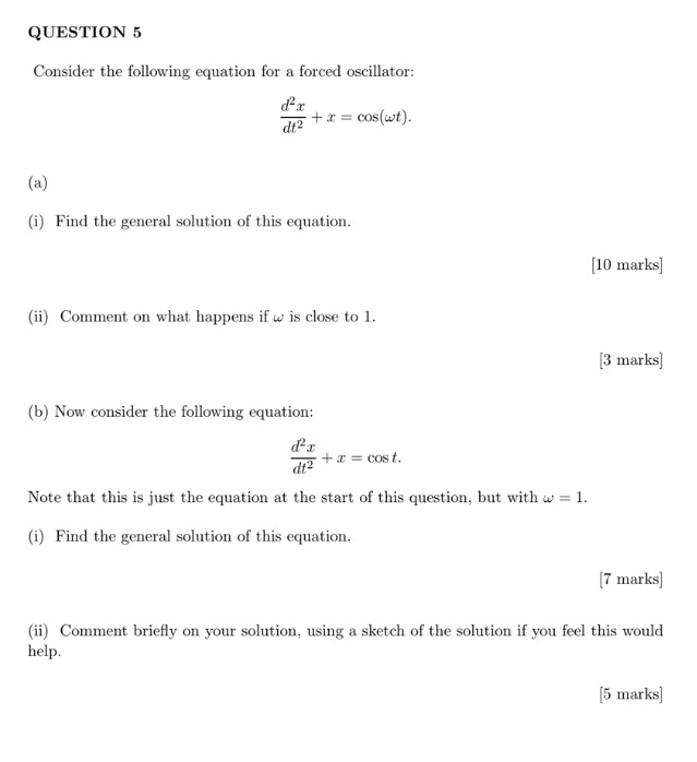 Solved QUESTION 5 Consider the following equation for a | Chegg.com