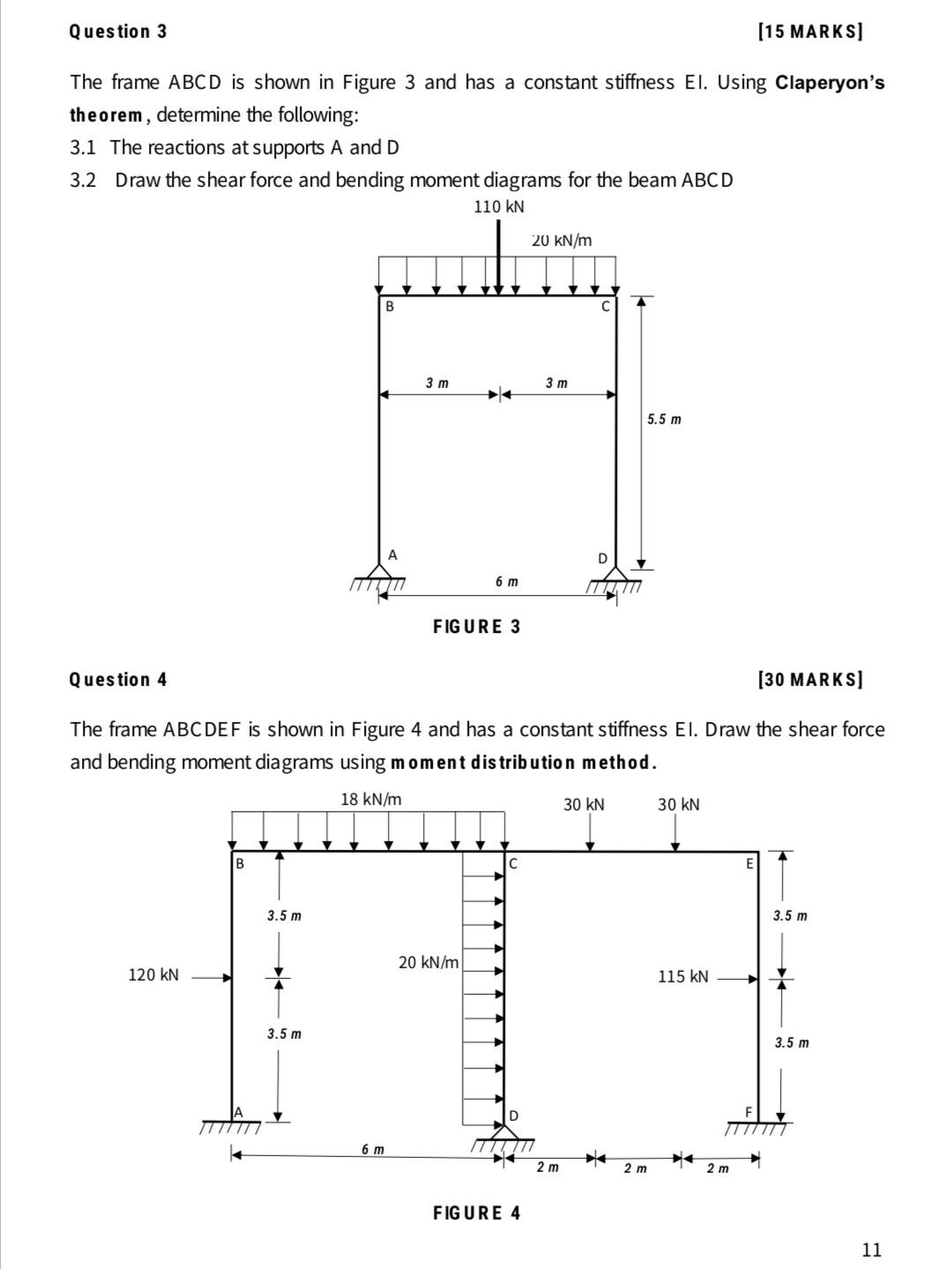 Solved Question 1 [30 MARKS] A continuous beam ABCD is shown | Chegg.com