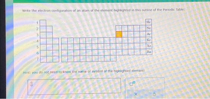 Solved Write the electron configuration of an atom of the | Chegg.com