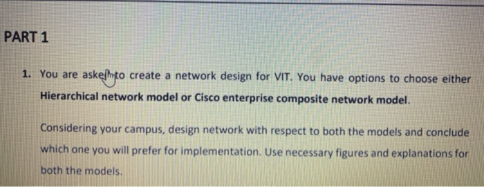 Solved PART 1 1. You are askeſtito create a network design | Chegg.com
