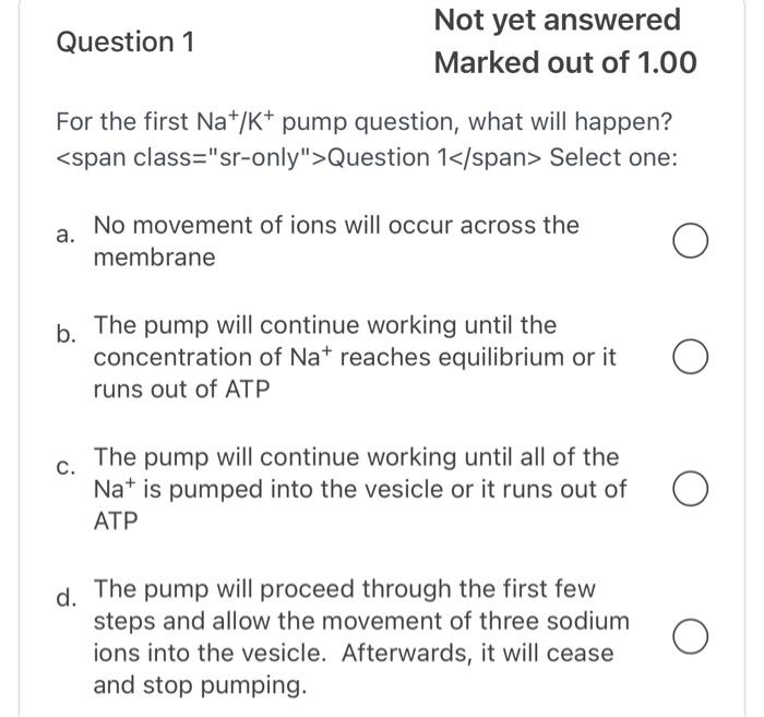Solved Na+/K+ Pump Question You have prepared liposomes that | Chegg.com