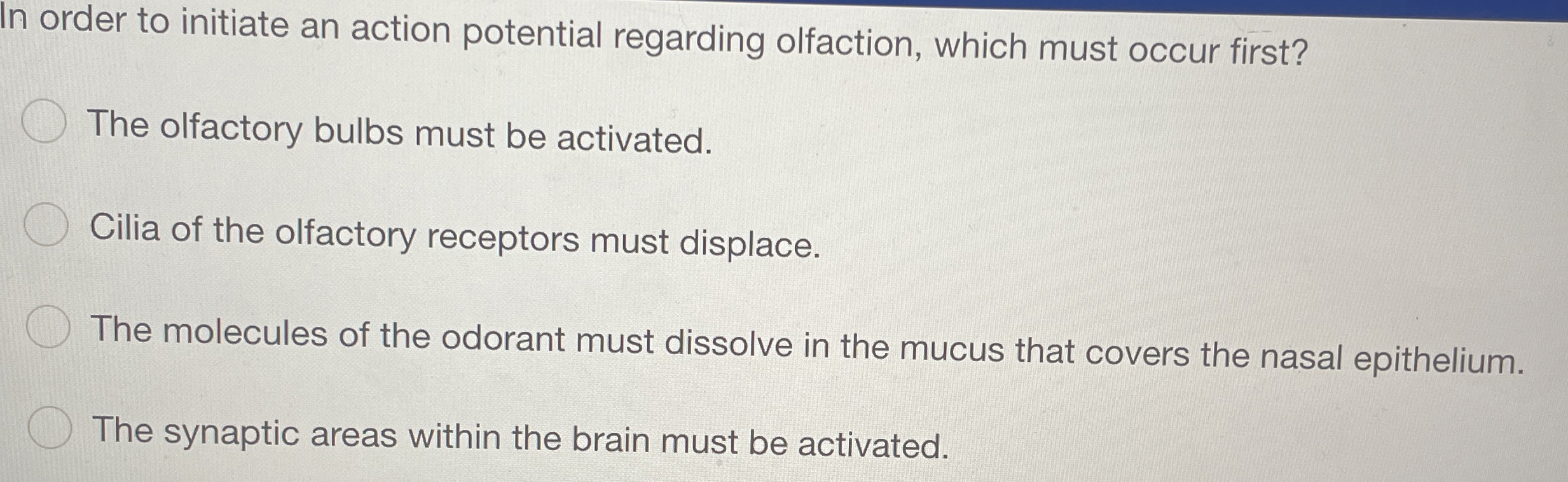 Solved In order to initiate an action potential regarding | Chegg.com
