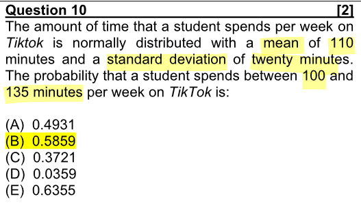 Solved Question 10The amount of time that a student spends | Chegg.com