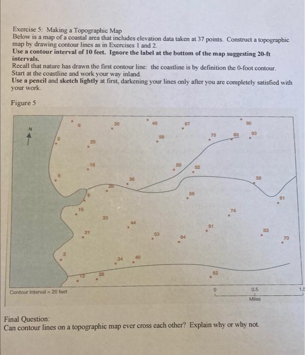 Solved Exercise 5: Making A Topographic Map Below Is A Map | Chegg.com