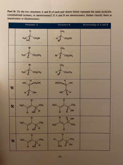 Solved Part D. Do the two structures A and B of each pair | Chegg.com