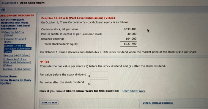 Solved Assignment > Open Assignment Exercise 14-05 a-b (Part | Chegg.com