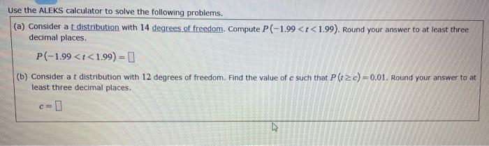 Solved Use The ALEKS Calculator To Solve The Following | Chegg.com