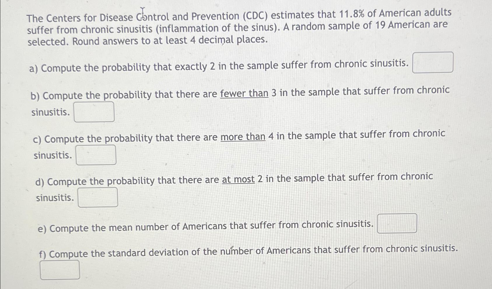 Solved The Centers for Disease COntrol and Prevention (CDC) | Chegg.com