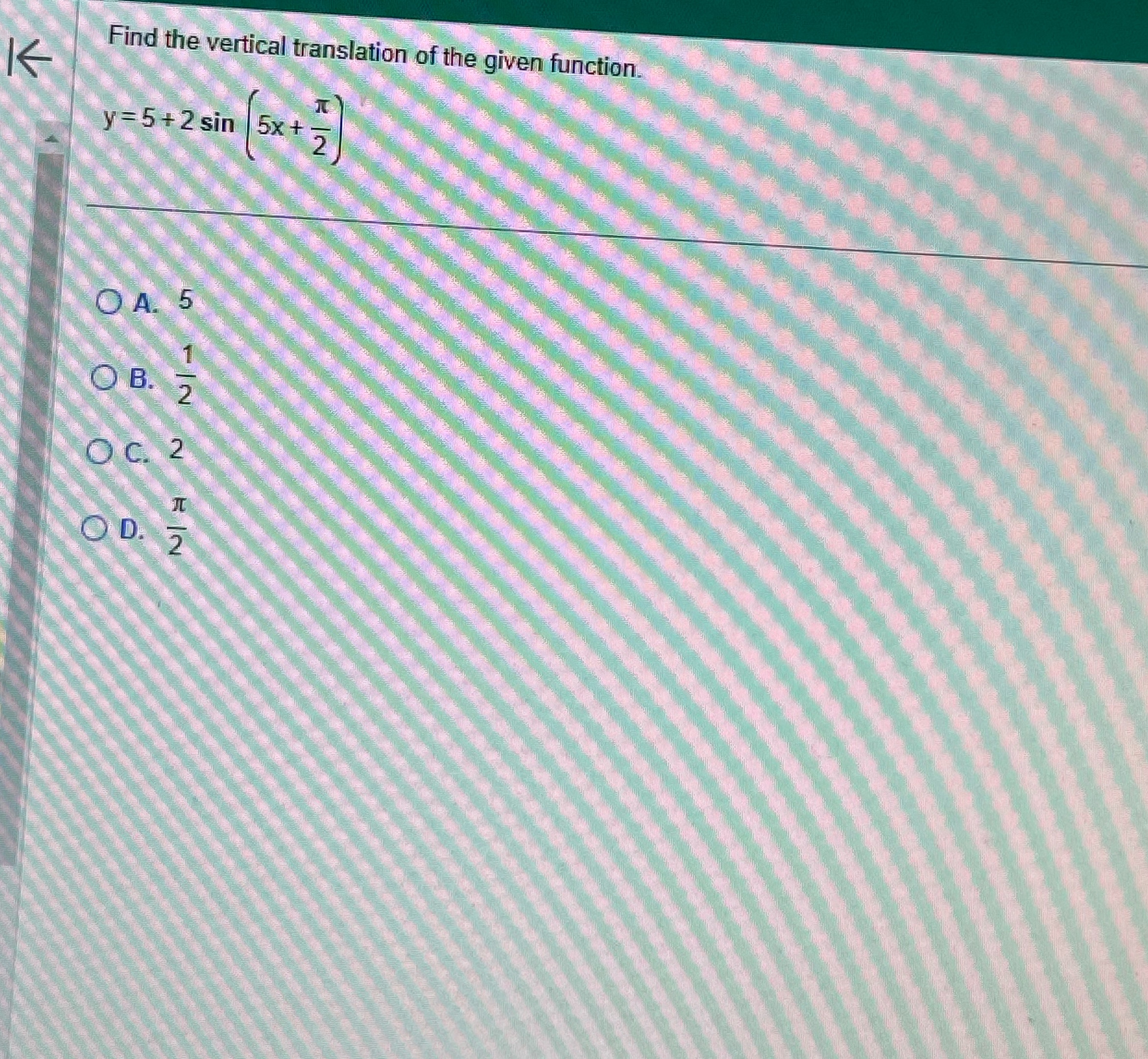 Solved find the vertical translation of the given chegg