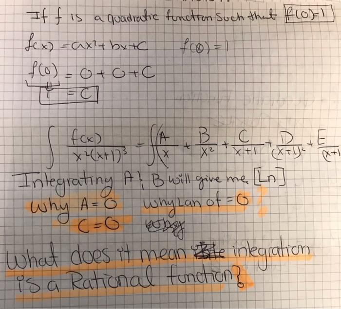 Solved If F Is A Quadratic Function Such That Flof Sex 9685