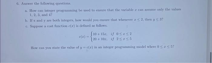 Solved 6. Answer the following questions. a. How can integer | Chegg.com