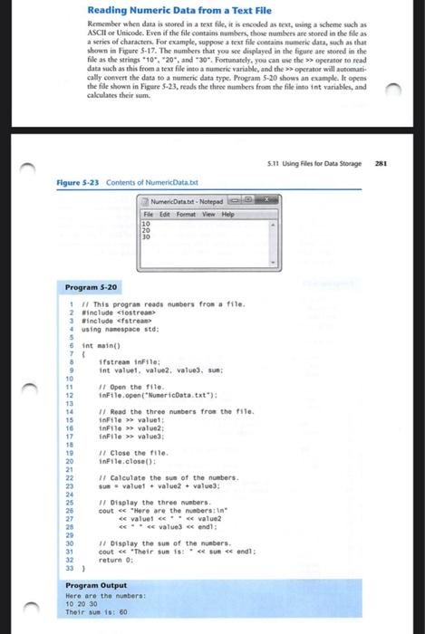 Reading Numeric Data from a Text File Rencmber when | Chegg.com