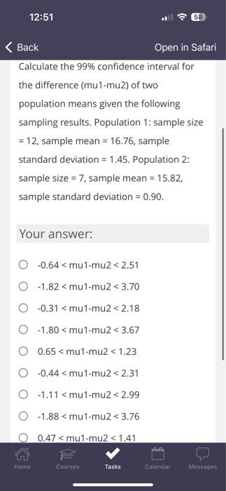 Solved Calculate the 95% confidence interval for the | Chegg.com