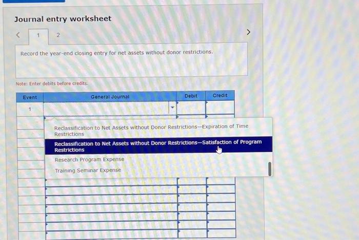 Solved Journal Entry Worksheet Record The Year-end | Chegg.com