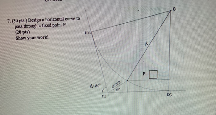 Solved design a horizontal curve to pass through a fixed | Chegg.com
