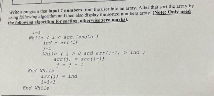 Solved Write a program that input 7 numbers from the user | Chegg.com